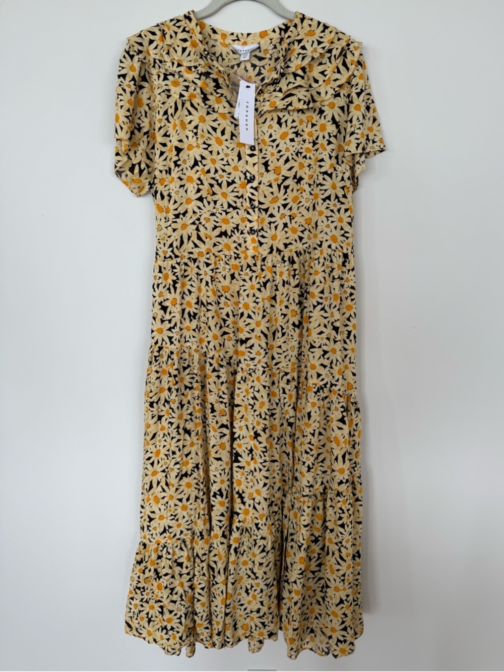Yellow Daisy Floral Mini Shirt Dress Topshop Size 10, NWT - Picture 10 of 12